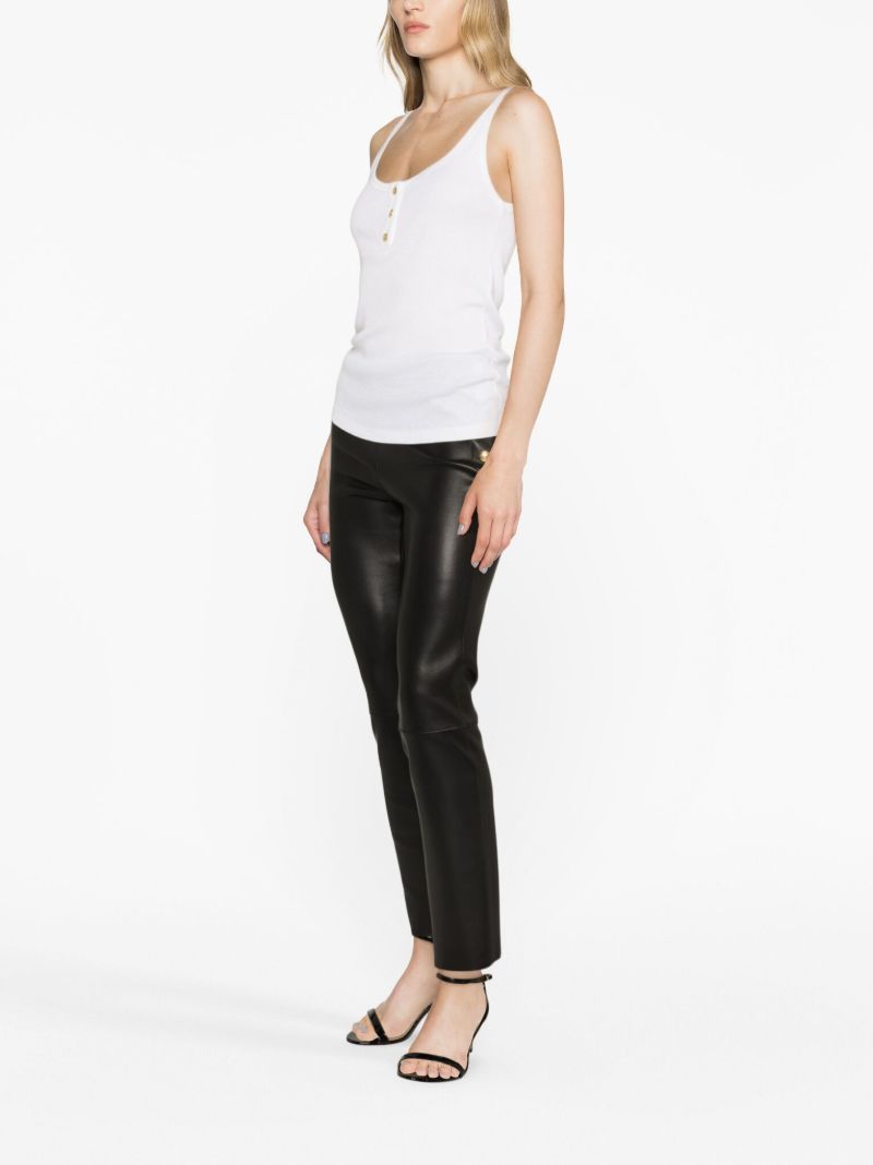 White Ribbed-knit Tank Top