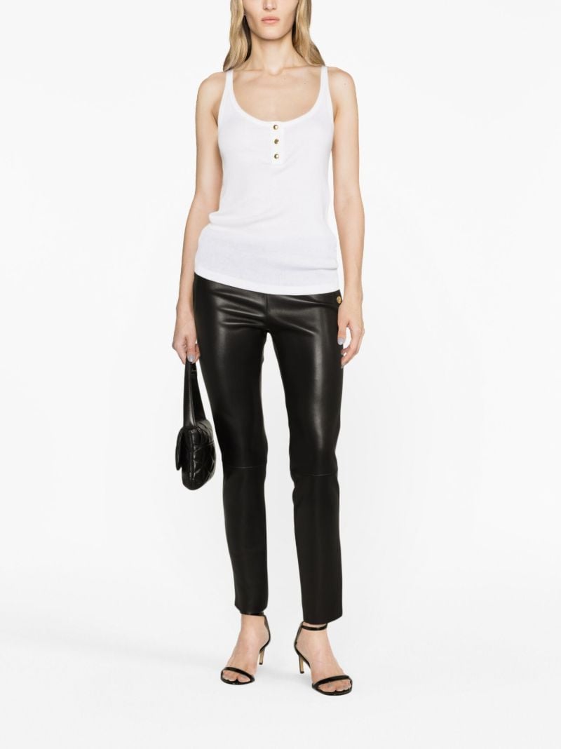 White Ribbed-knit Tank Top