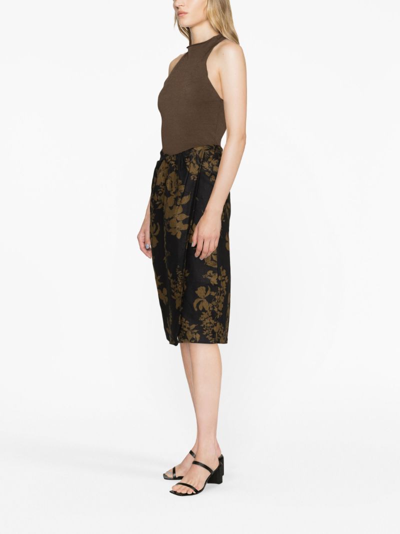 Black Hazel Floral Linen Skirt