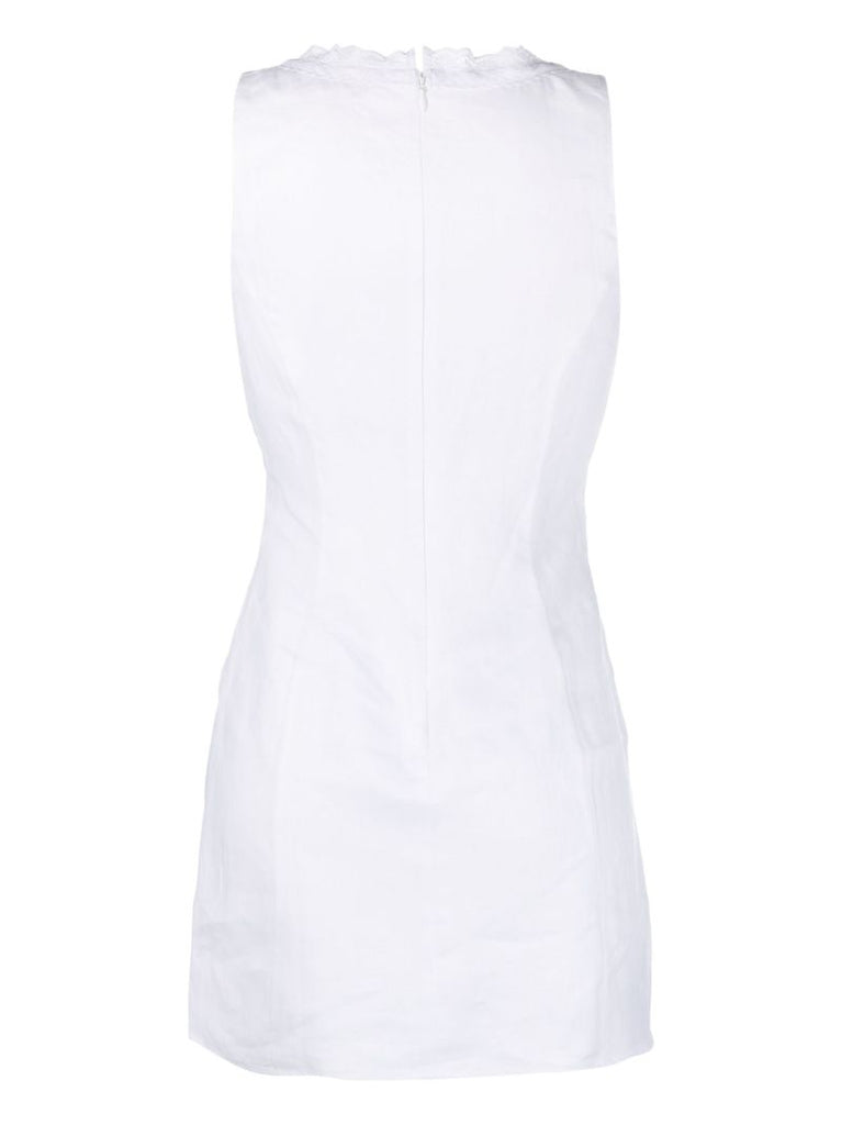 White Reia Lace-trimmed Linen Dress