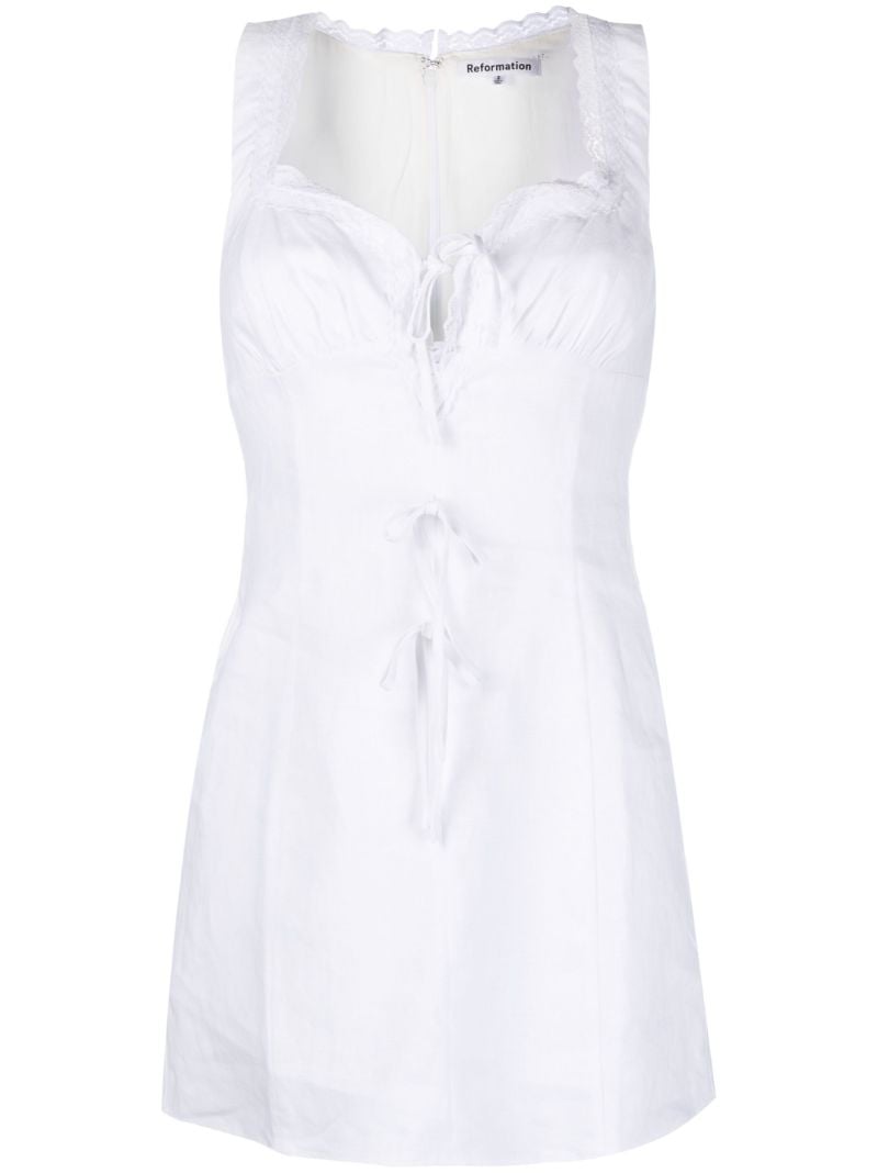 White Reia Lace-trimmed Linen Dress