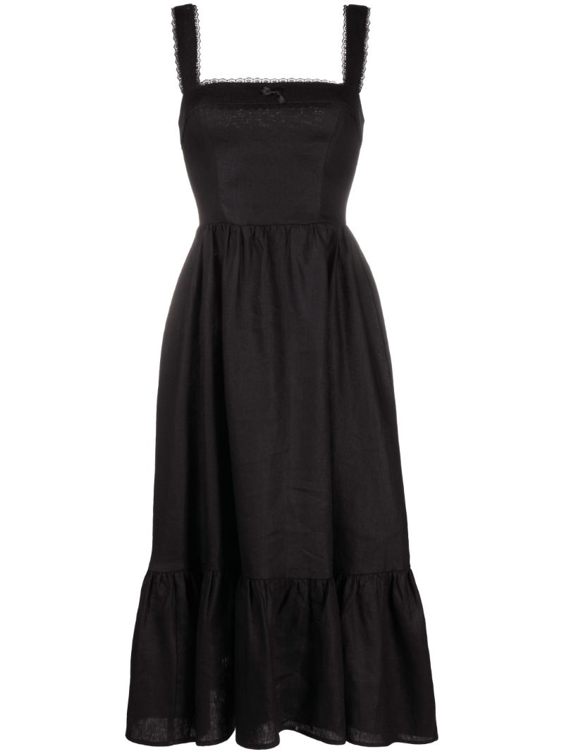 Black Rowen Linen Midi Dress