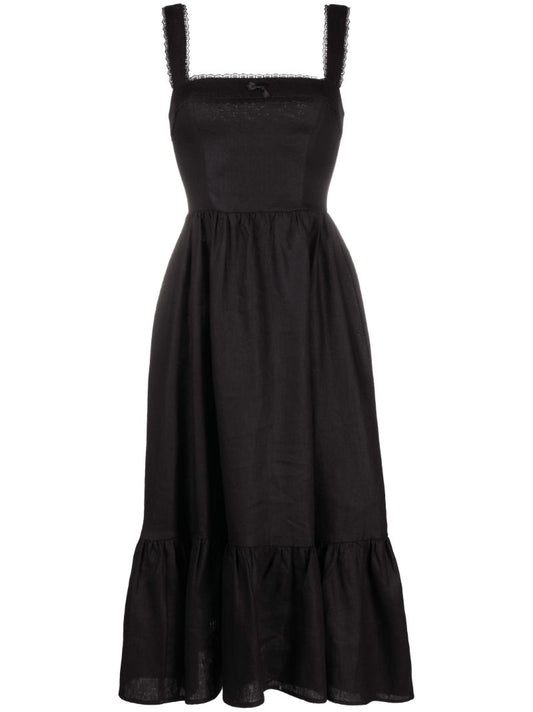 Black Rowen Linen Midi Dress