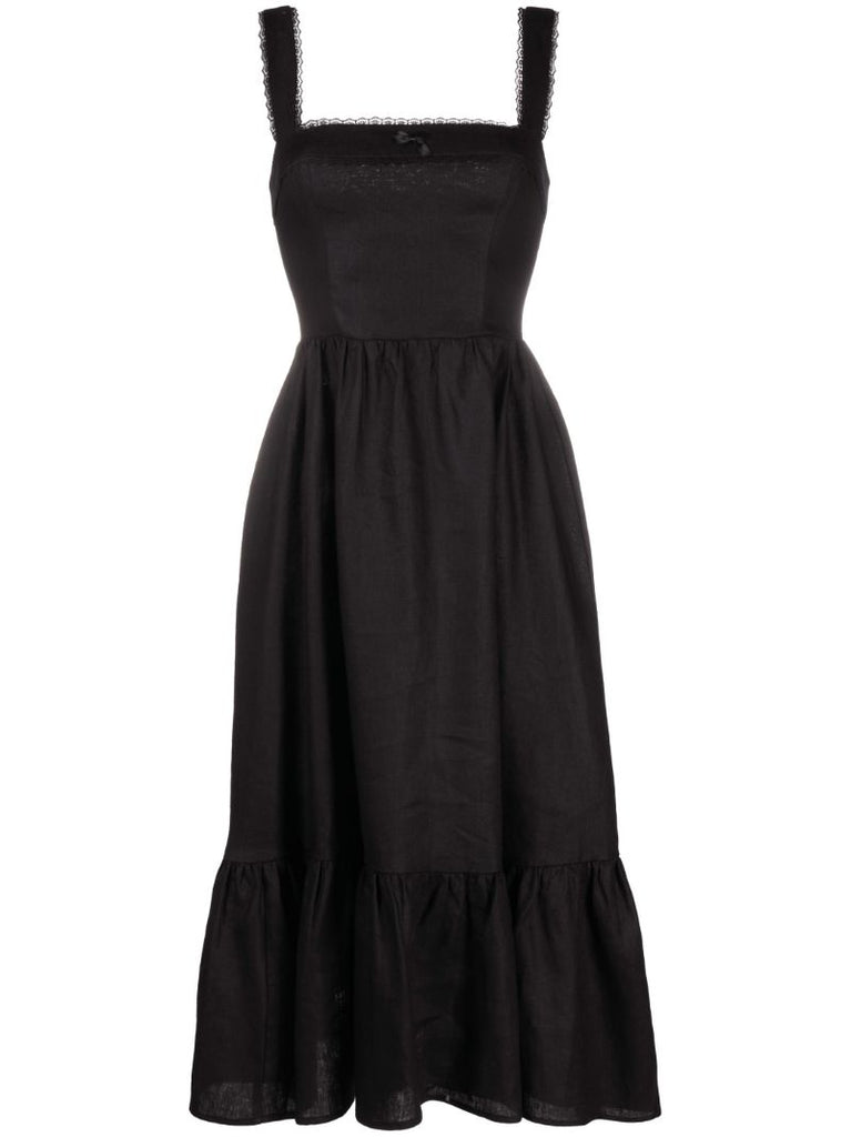 Black Rowen Linen Midi Dress