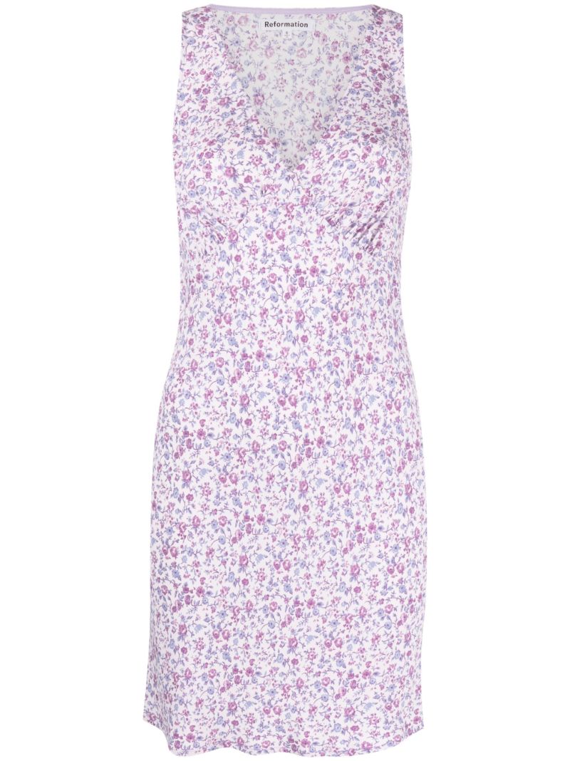 Purple Calix Floral Print Mini Dress