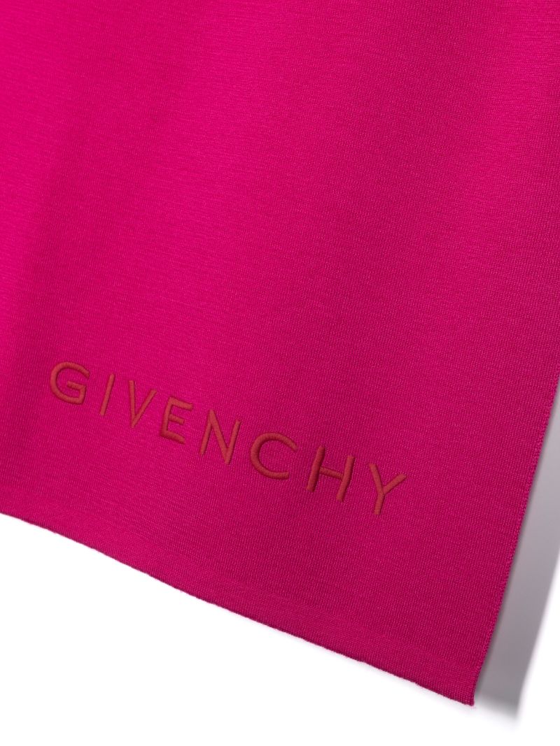 Pink Logo Embroidered Wool Scarf