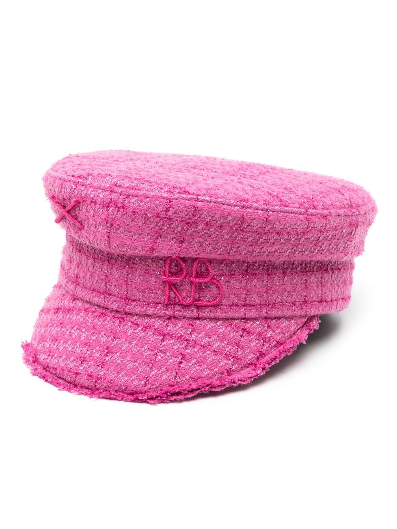 Pink Baker Boy Logo-appliquÃ© Tweed Cap