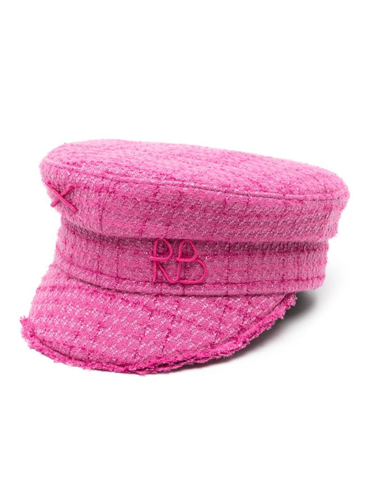 Pink Baker Boy Logo-appliquÃ© Tweed Cap