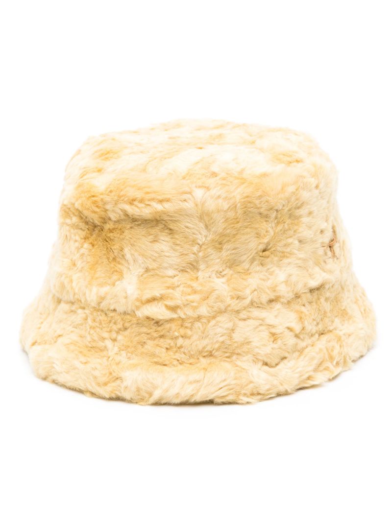 Yellow Faux-fur Bucket Hat