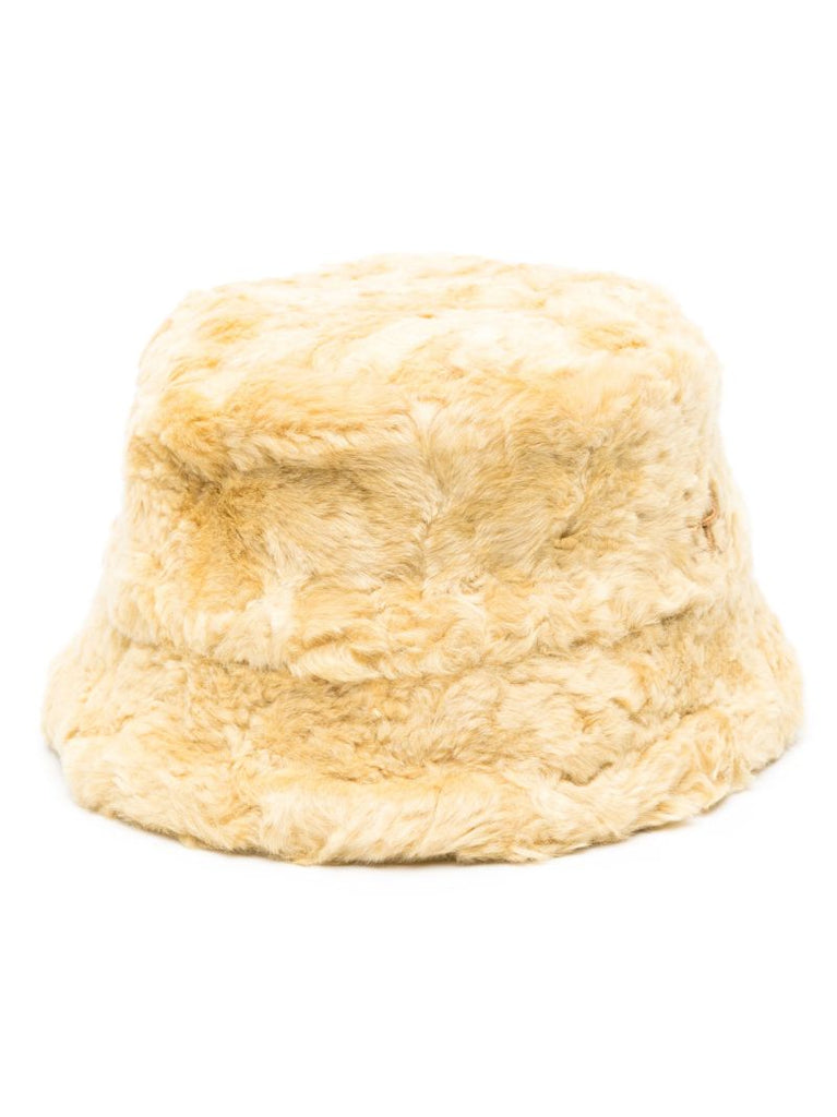 Yellow Faux-fur Bucket Hat