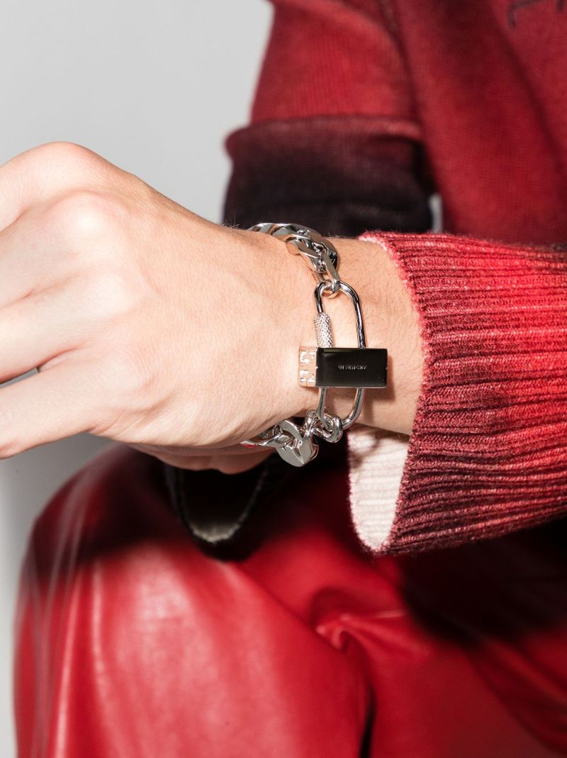 Silver Tone G Chain Lock Bracelet