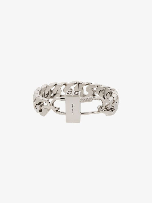 Silver Tone G Chain Lock Bracelet