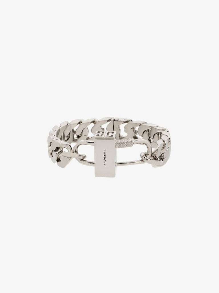 Silver Tone G Chain Lock Bracelet
