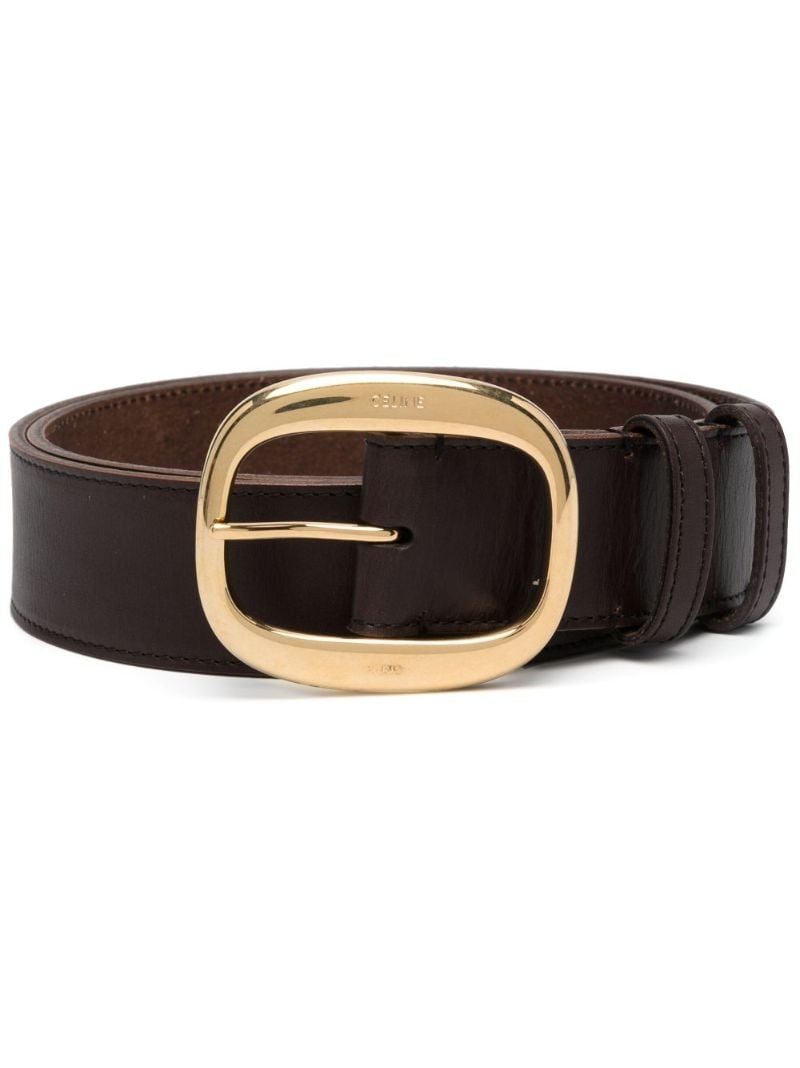 Brown Logo Engraved Large Leather Belt
