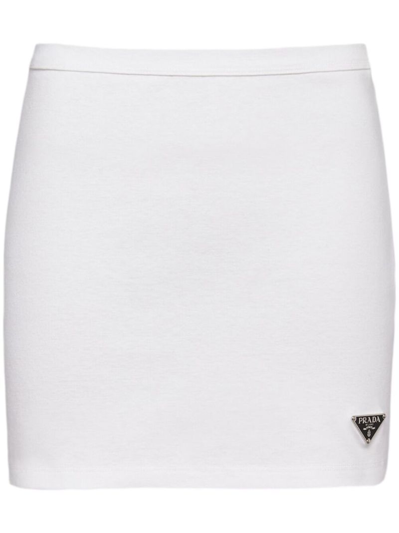 White Triangle Logo Pencil Mini Skirt