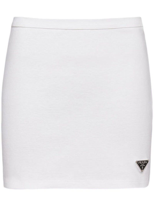White Triangle Logo Pencil Mini Skirt