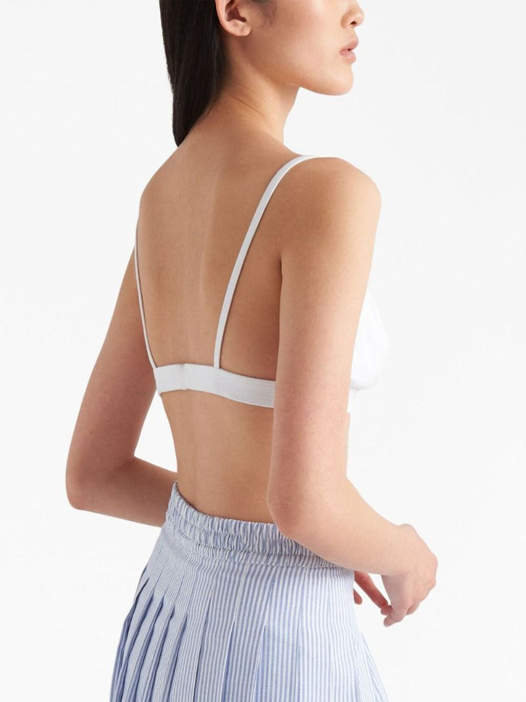 White Triangle Logo Bralette Top
