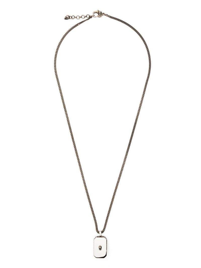 Silver-tone Skull Charm Chain Necklace