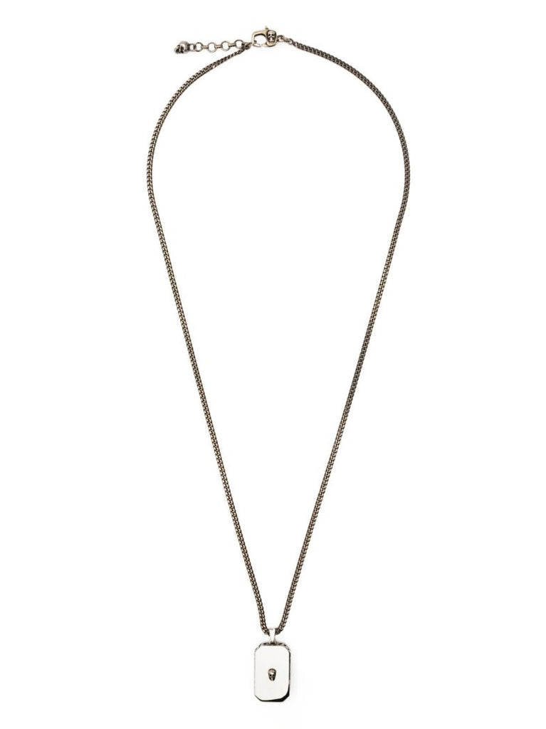 Silver-tone Skull Charm Chain Necklace