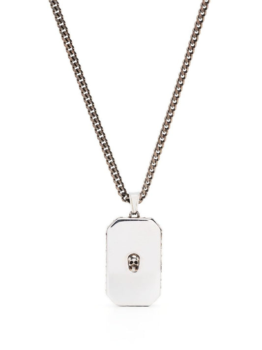 Silver-tone Skull Charm Chain Necklace