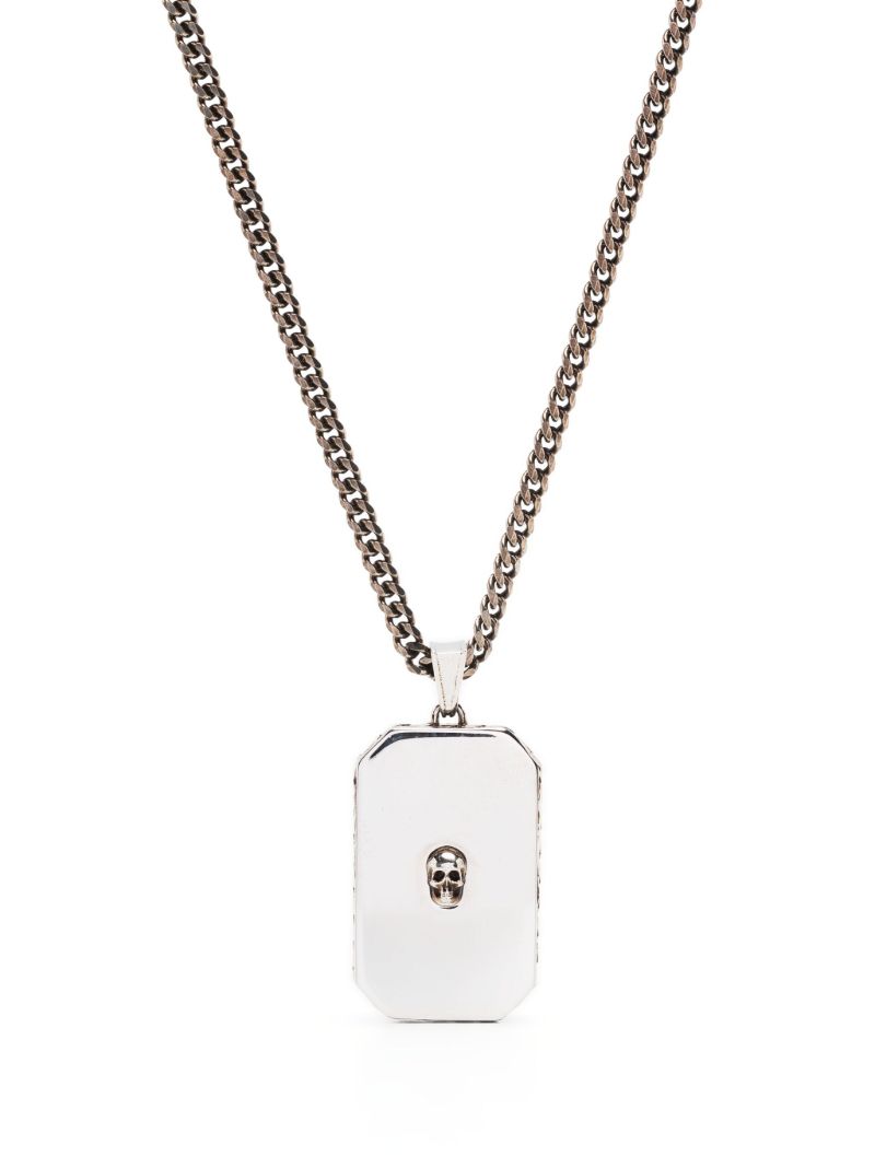 Silver-tone Skull Charm Chain Necklace