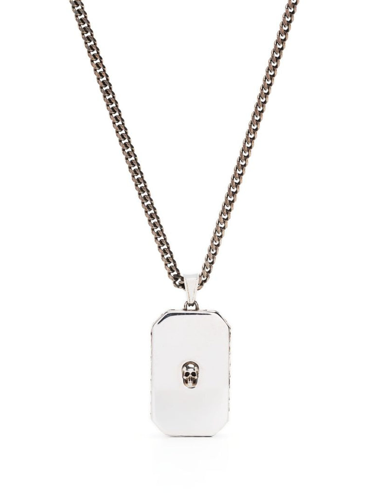 Silver-tone Skull Charm Chain Necklace