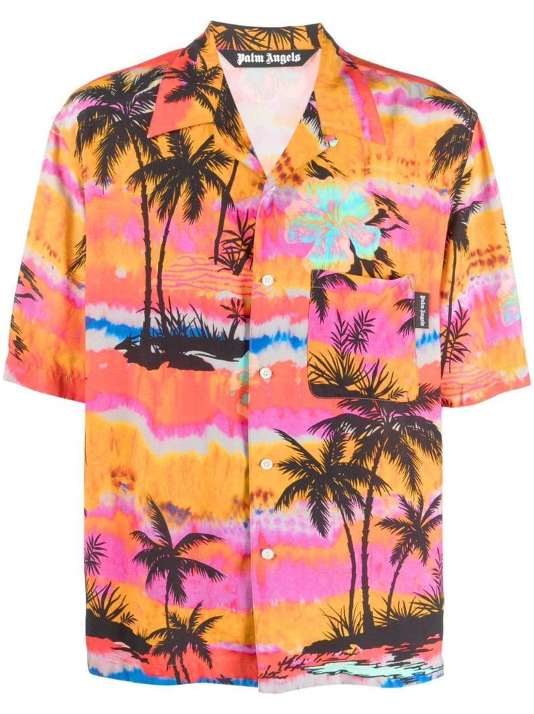 Orange Palm Tree Print Shirt