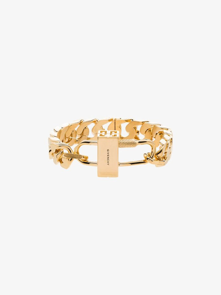 Gold Tone G Chain Lock Bracelet