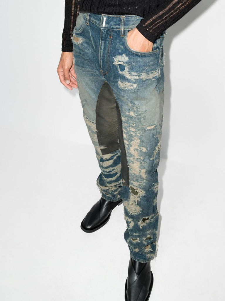 Distressed Panelled Jeans