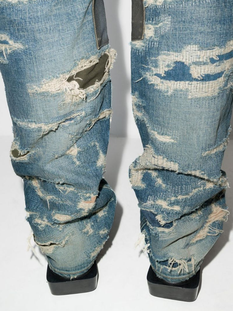 Distressed Panelled Jeans