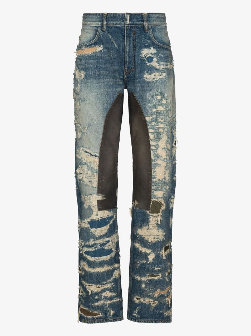 Distressed Panelled Jeans
