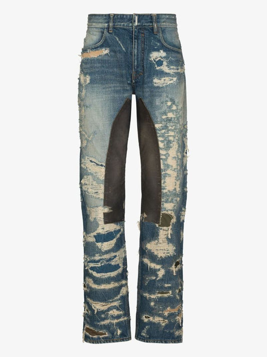 Distressed Panelled Jeans