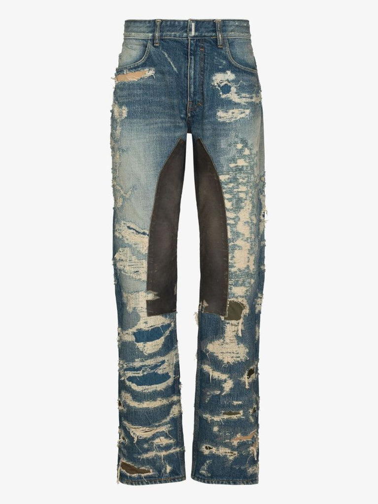 Distressed Panelled Jeans