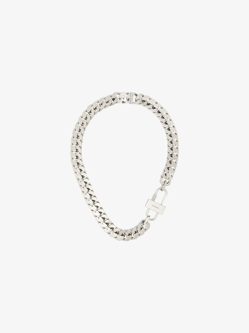 Silver Tone G Lock Chain Necklace