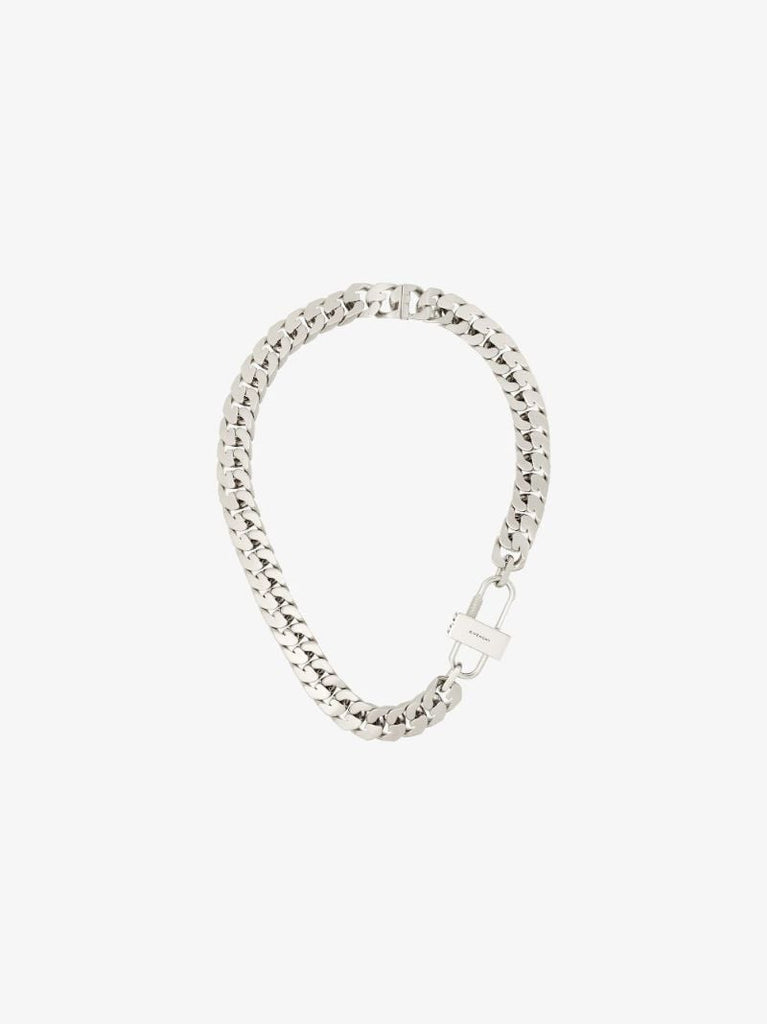 Silver Tone G Lock Chain Necklace