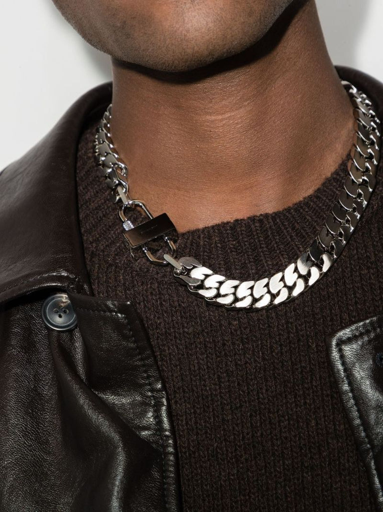 Silver Tone G Lock Chain Necklace