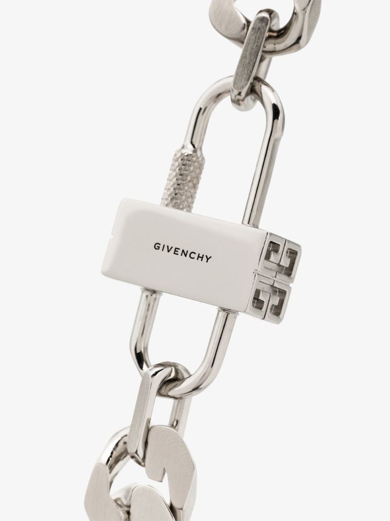 Silver Tone G Lock Chain Necklace