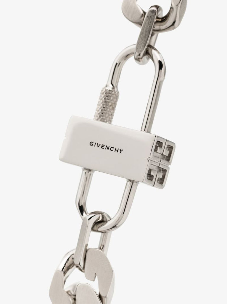 Silver Tone G Lock Chain Necklace