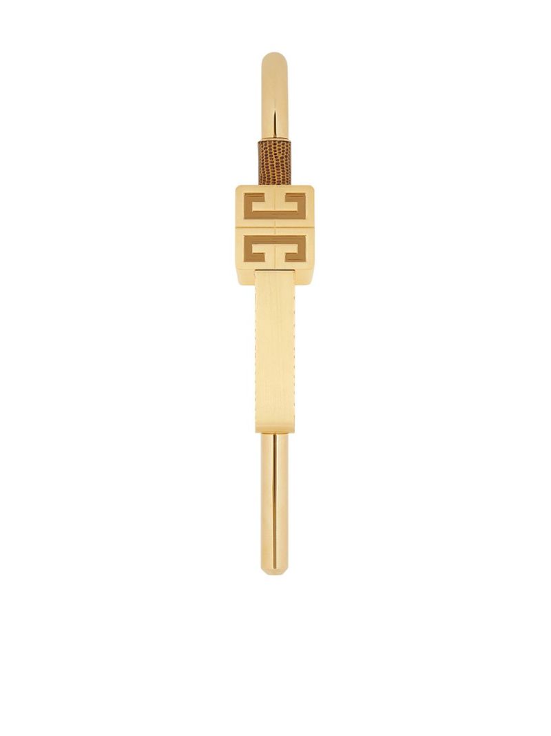 Gold Tone Large Mock Croc Logo Padlock