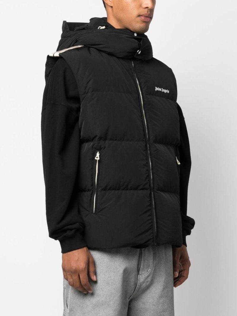 Black Logo Print Padded Hooded Gilet