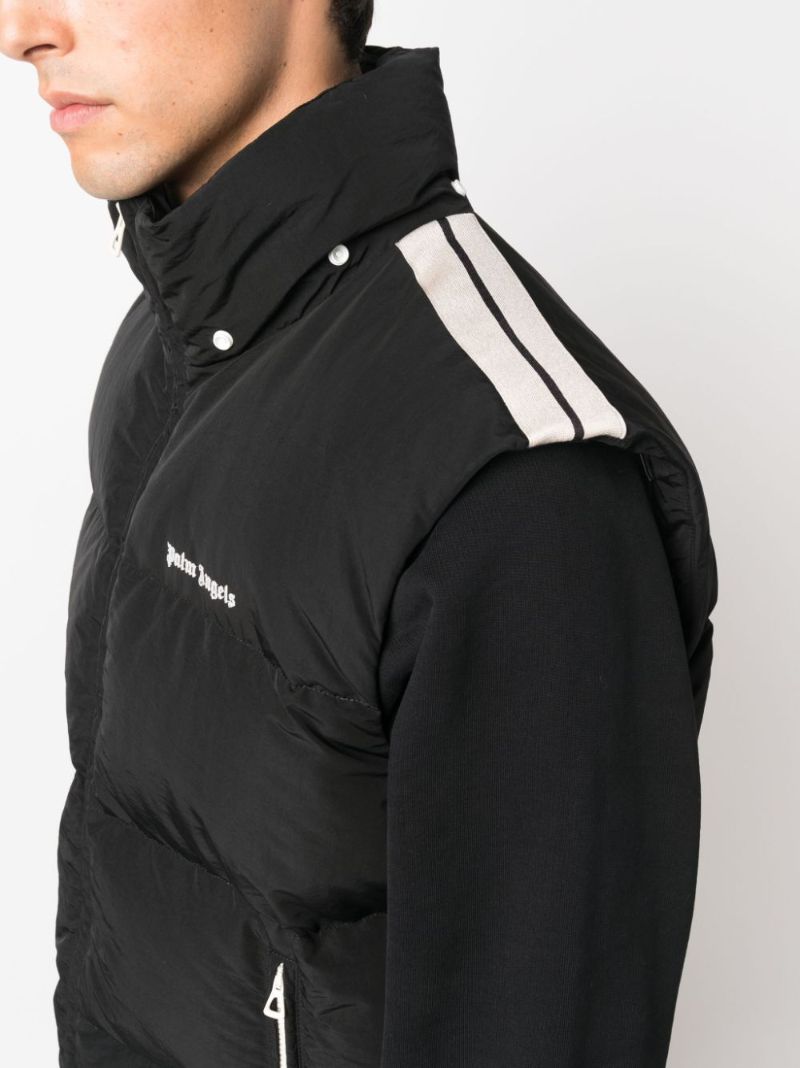 Black Logo Print Padded Hooded Gilet