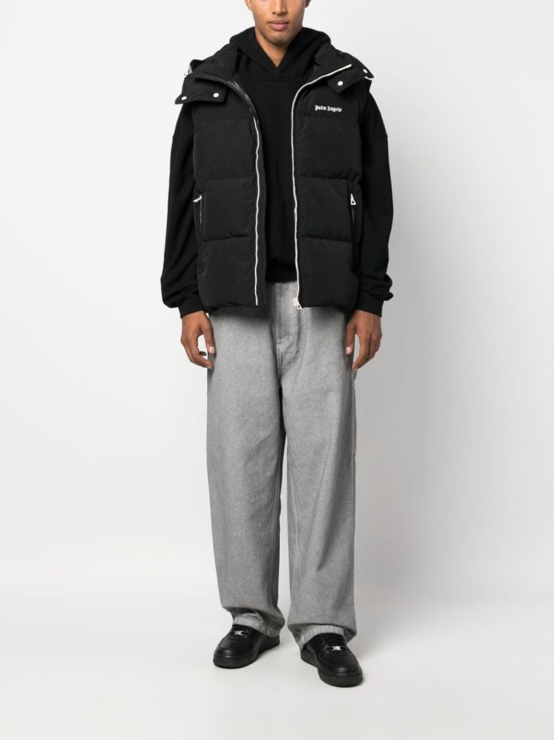 Black Logo Print Padded Hooded Gilet