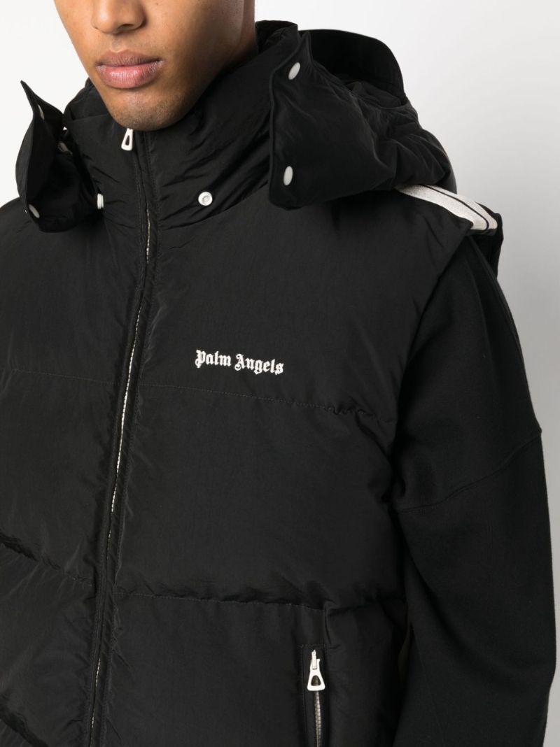 Black Logo Print Padded Hooded Gilet