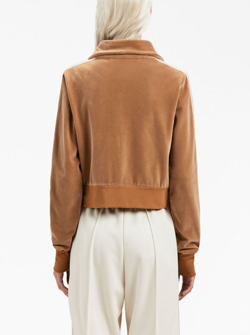Neutral Side-stripe Velvet Track Jacket