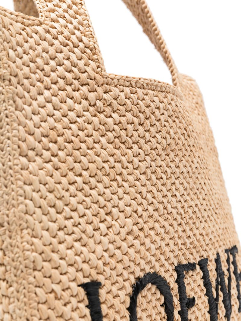 Neutral Logo Raffia Tote Bag
