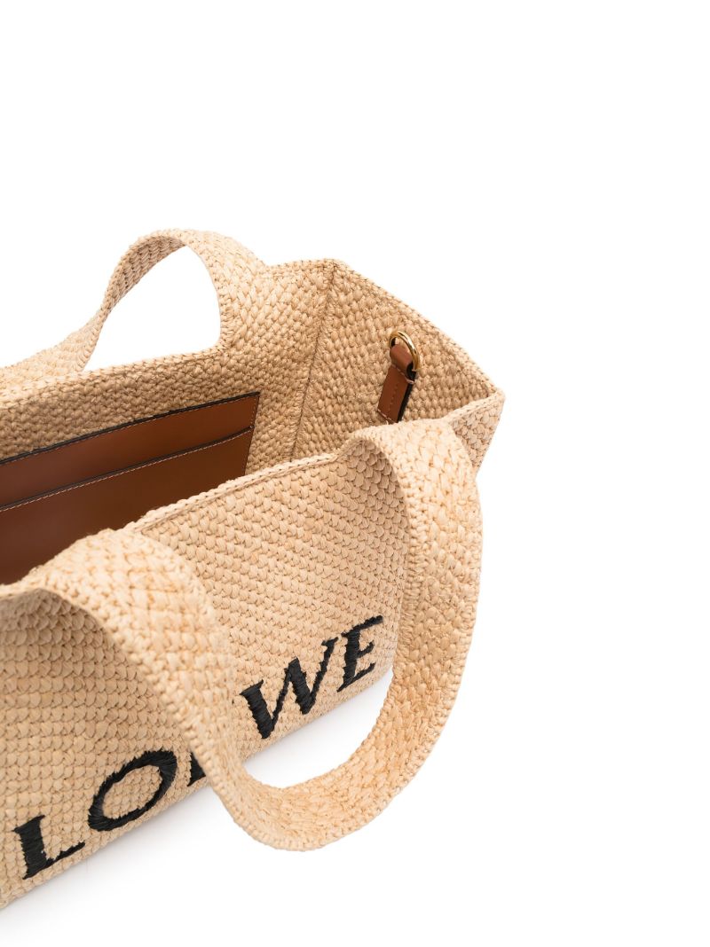 Neutral Logo Raffia Tote Bag