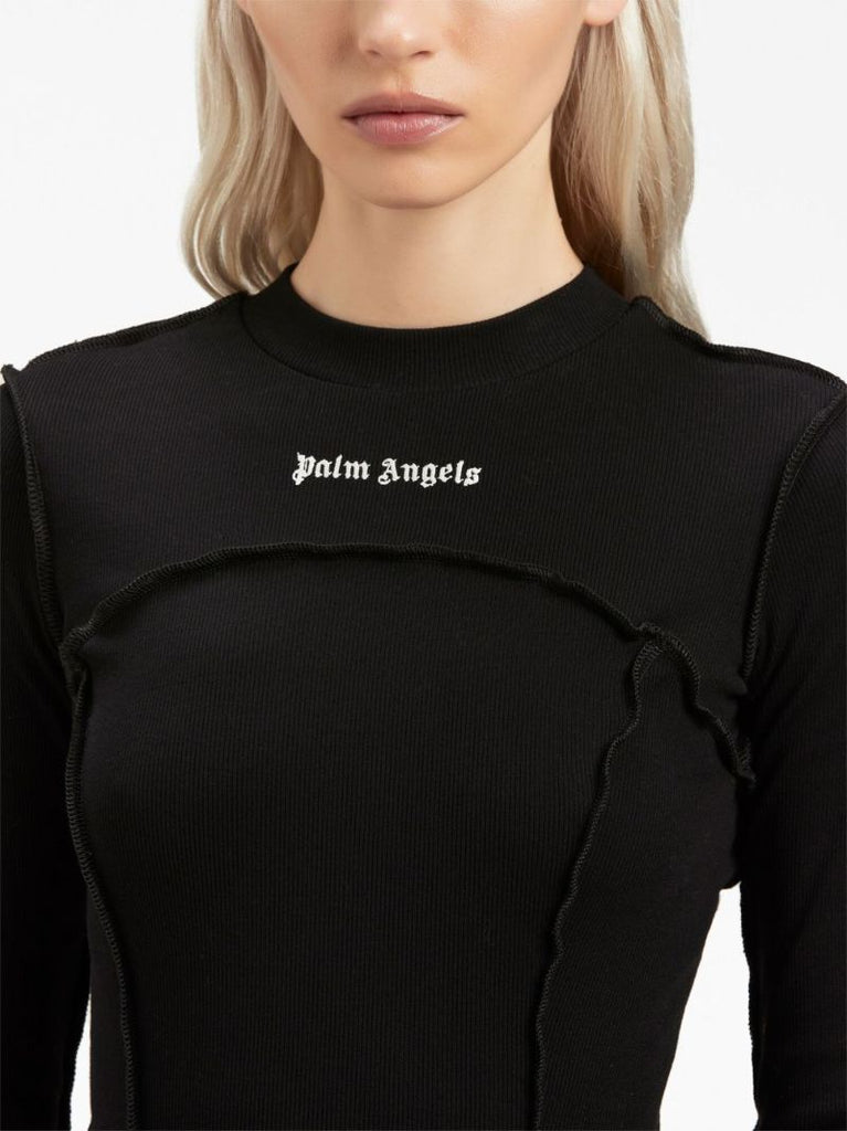 Black Logo-print Ribbed Mini Dress