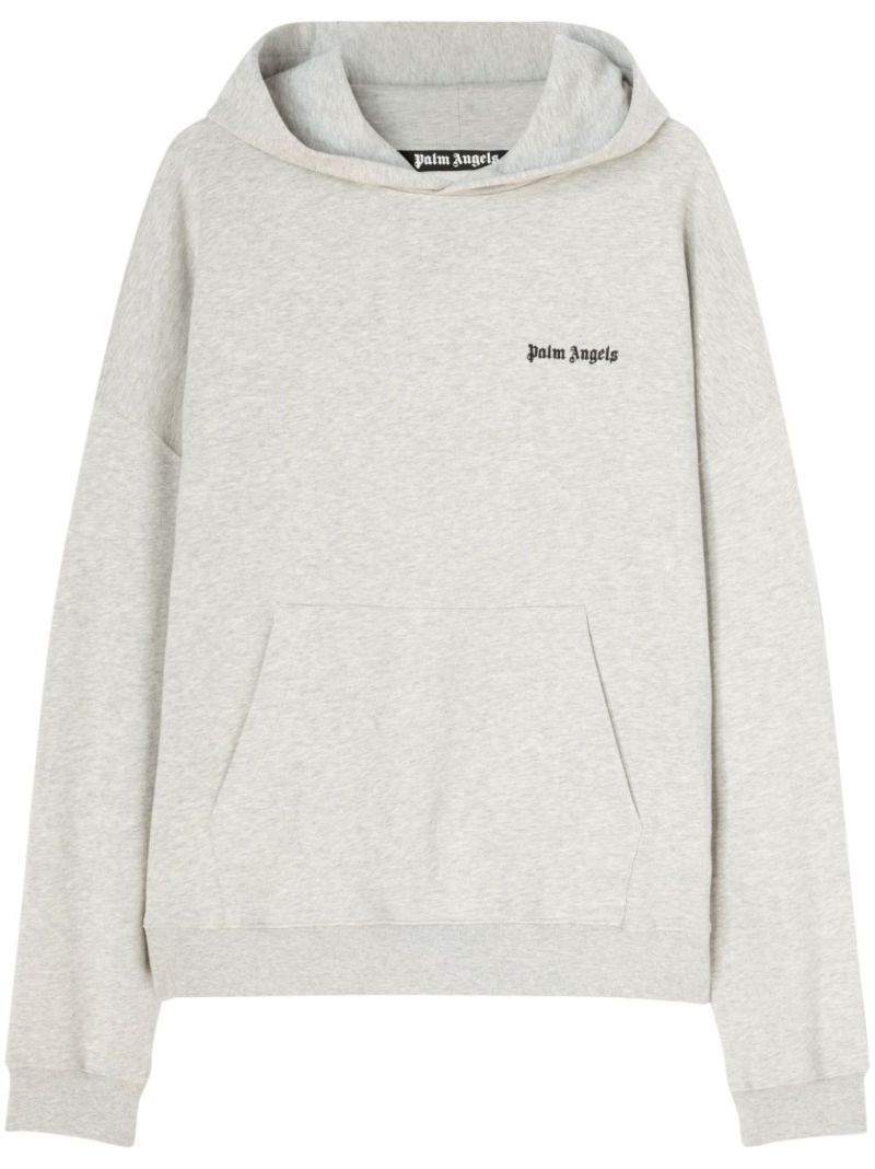 Grey Logo-embroidered Cotton Hoodie