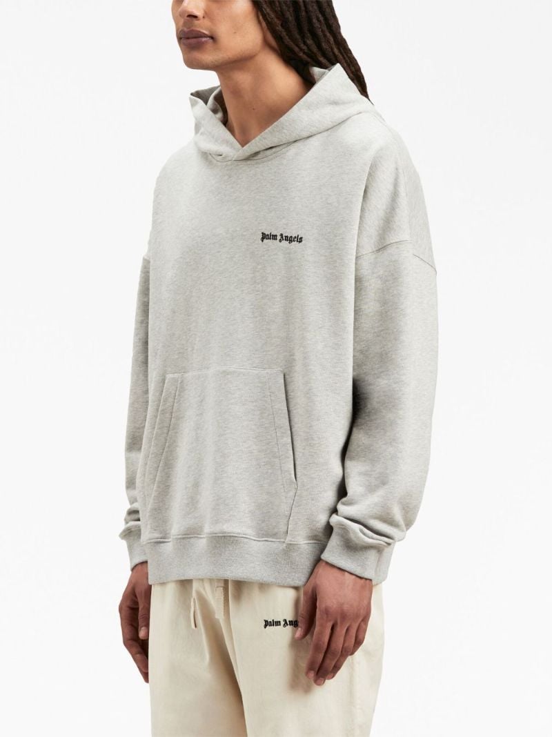Grey Logo-embroidered Cotton Hoodie