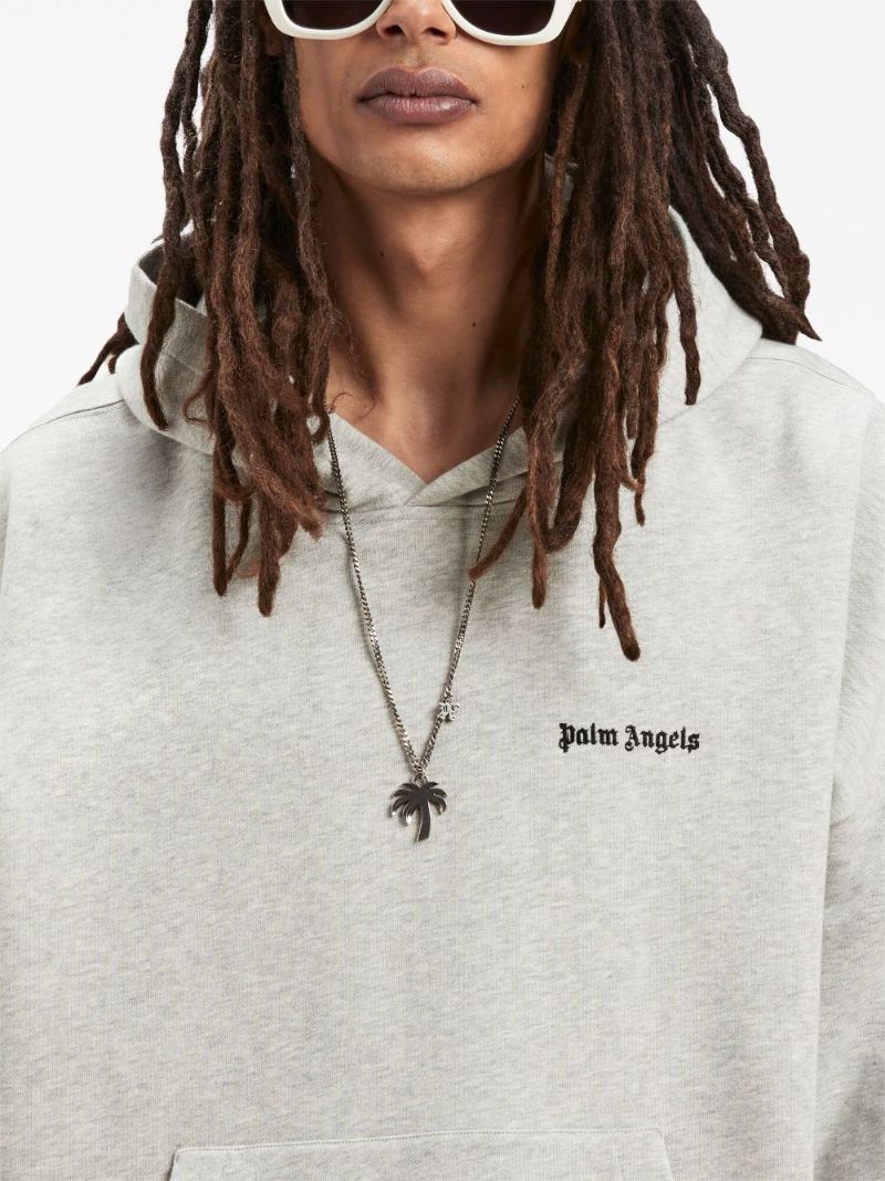 Grey Logo-embroidered Cotton Hoodie